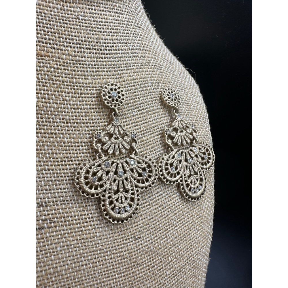 Gold “Queen’s Lace” Statement Earrings - Picture 3 of 4